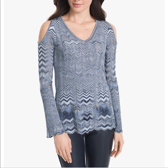 White House Black Market Tops - WHBM Cold Shoulder Zig Zag Sweater Size Small
